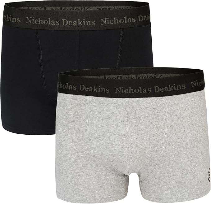 Nicholas Deakins 2 Pack Mens Boxer Shorts - Black - Size X-Large