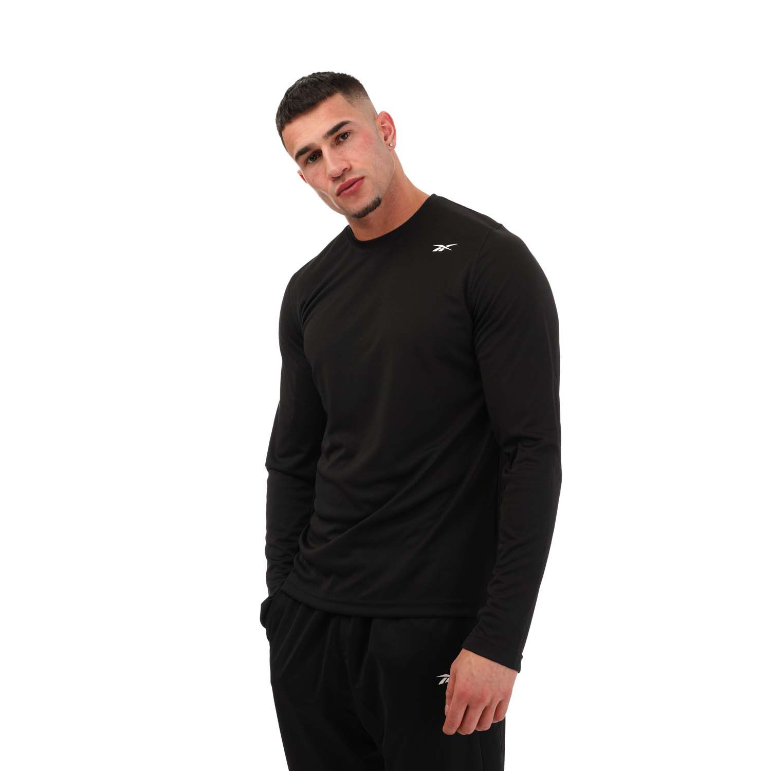 Reebok Mens Training Tech Long Sleeve T-Shirt in Black - Size Small