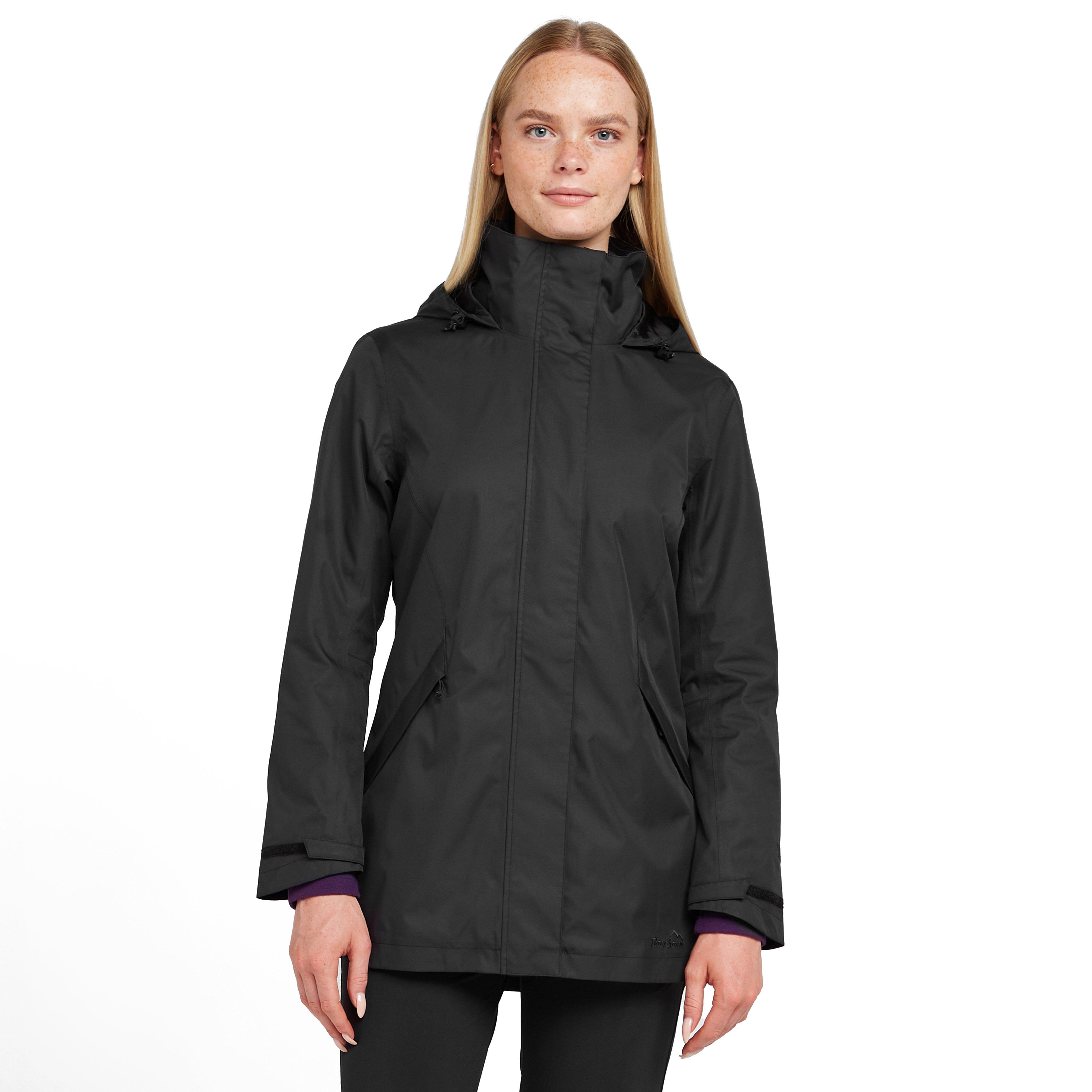 Peter Storm WoMens Mistral Long Waterproof Jacket with Adjustable Hood, Hiking Raincoat - Black - Size 20 UK