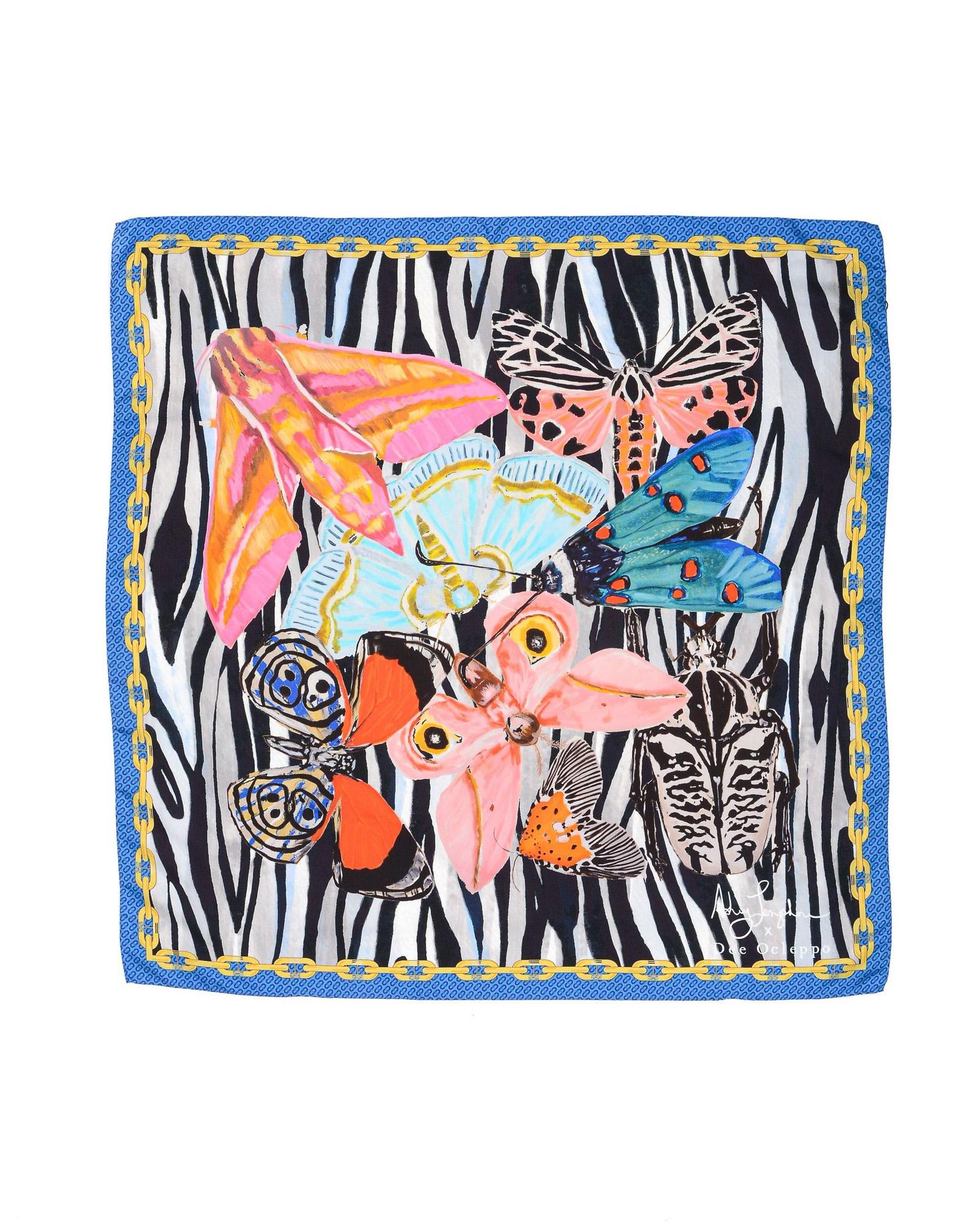 Dee Ocleppo Womens Dynamic Blue Zebra Silk Scarf - Multicolour - One Size