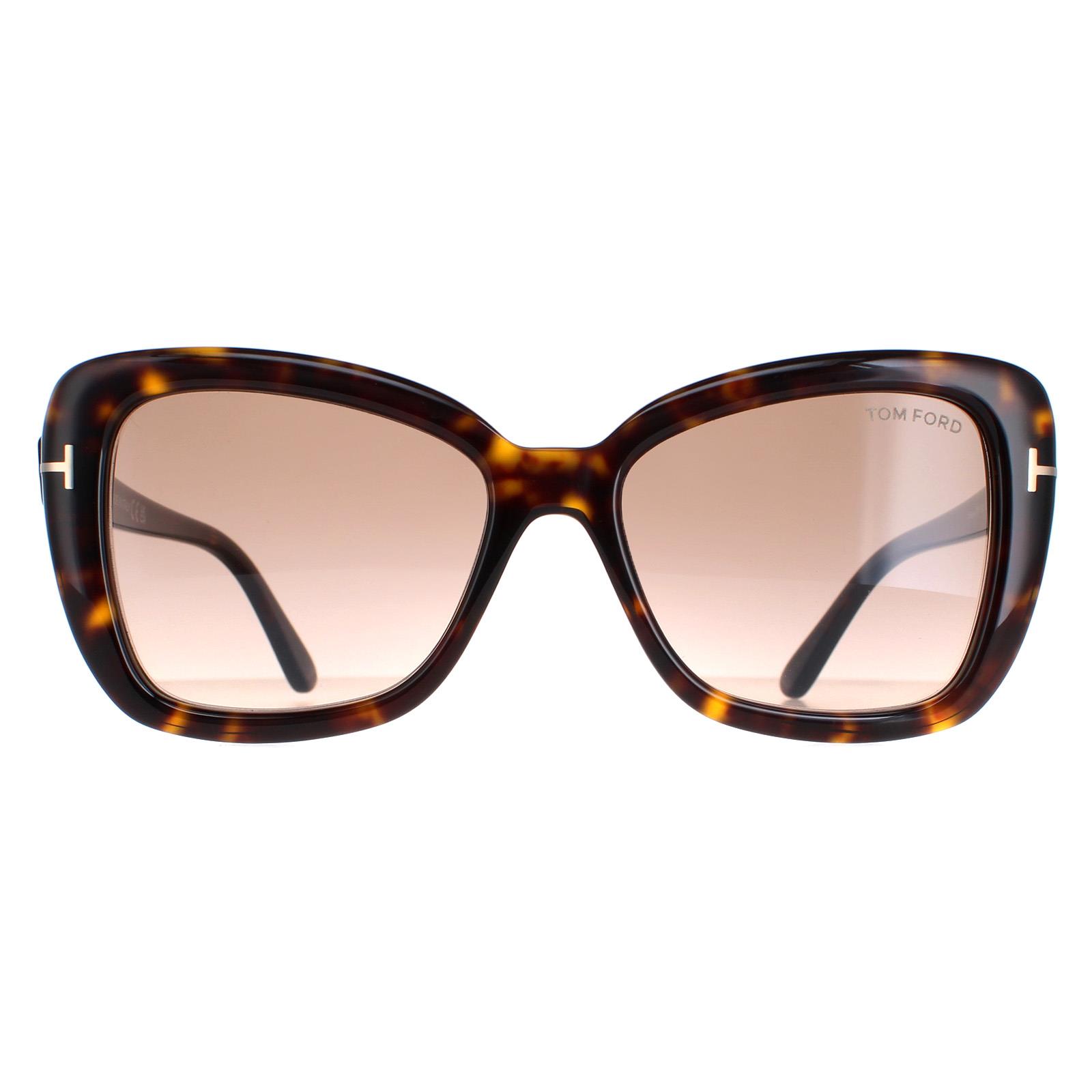 Tom Ford Square Womens Dark Havana Brown Gradient Maeve FT1008 - One Size