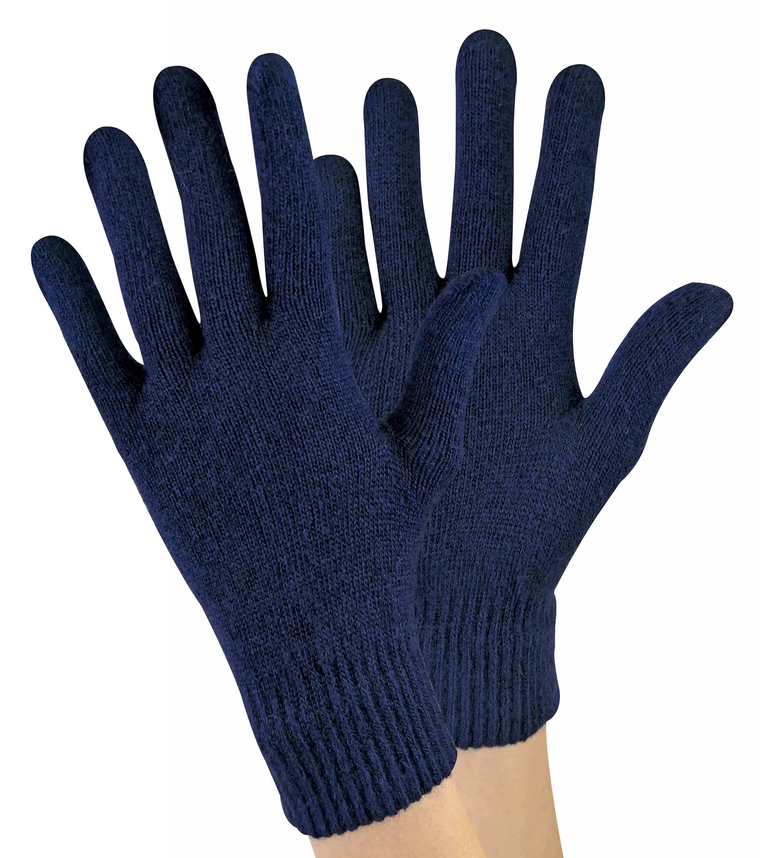 Sock Snob Ladies / Womens Knitted Magic Thermal Wool Gloves for Cold Weather - Navy - One Size