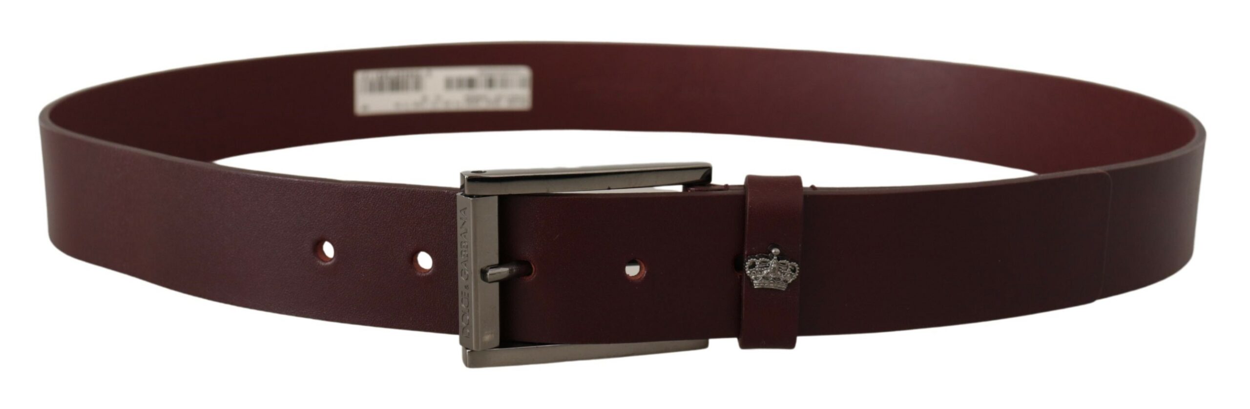 Dolce & Gabbana Mens Brown Leather Silver Metal Crown Buckle Belt - Size 90 cm