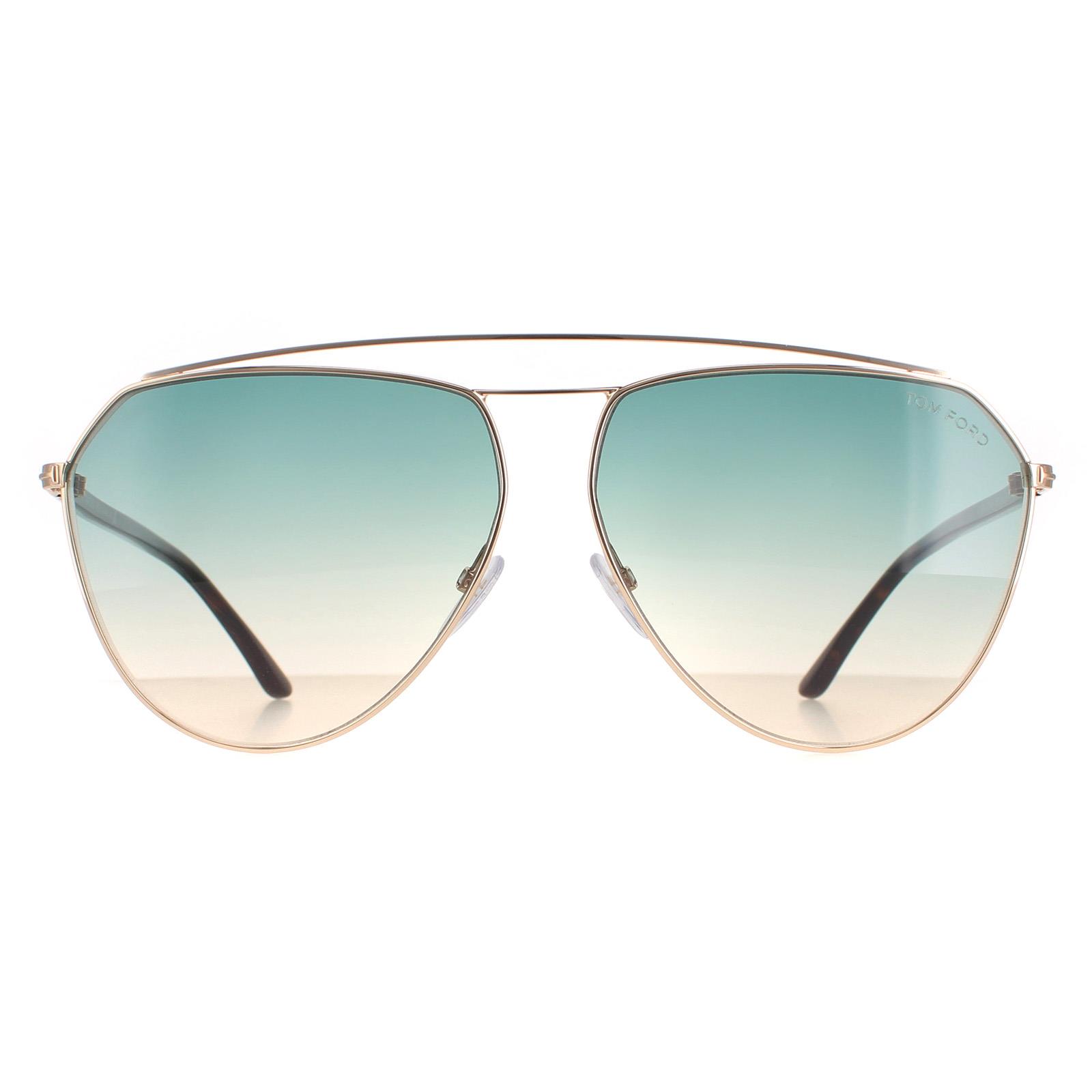 Tom Ford Aviator Womens Rose Gold and Havana Green Gradient Binx FT0681 Metal (archived) - One Size