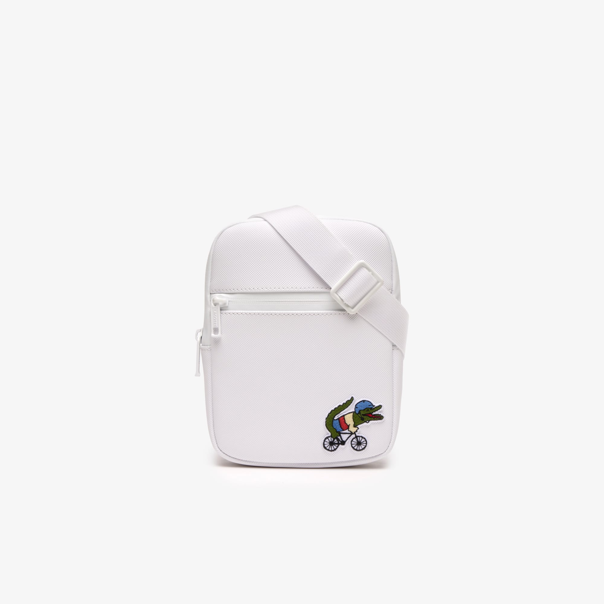 Lacoste Mens Accessories Netflix Croc Print Shoulder Bag in White - One Size