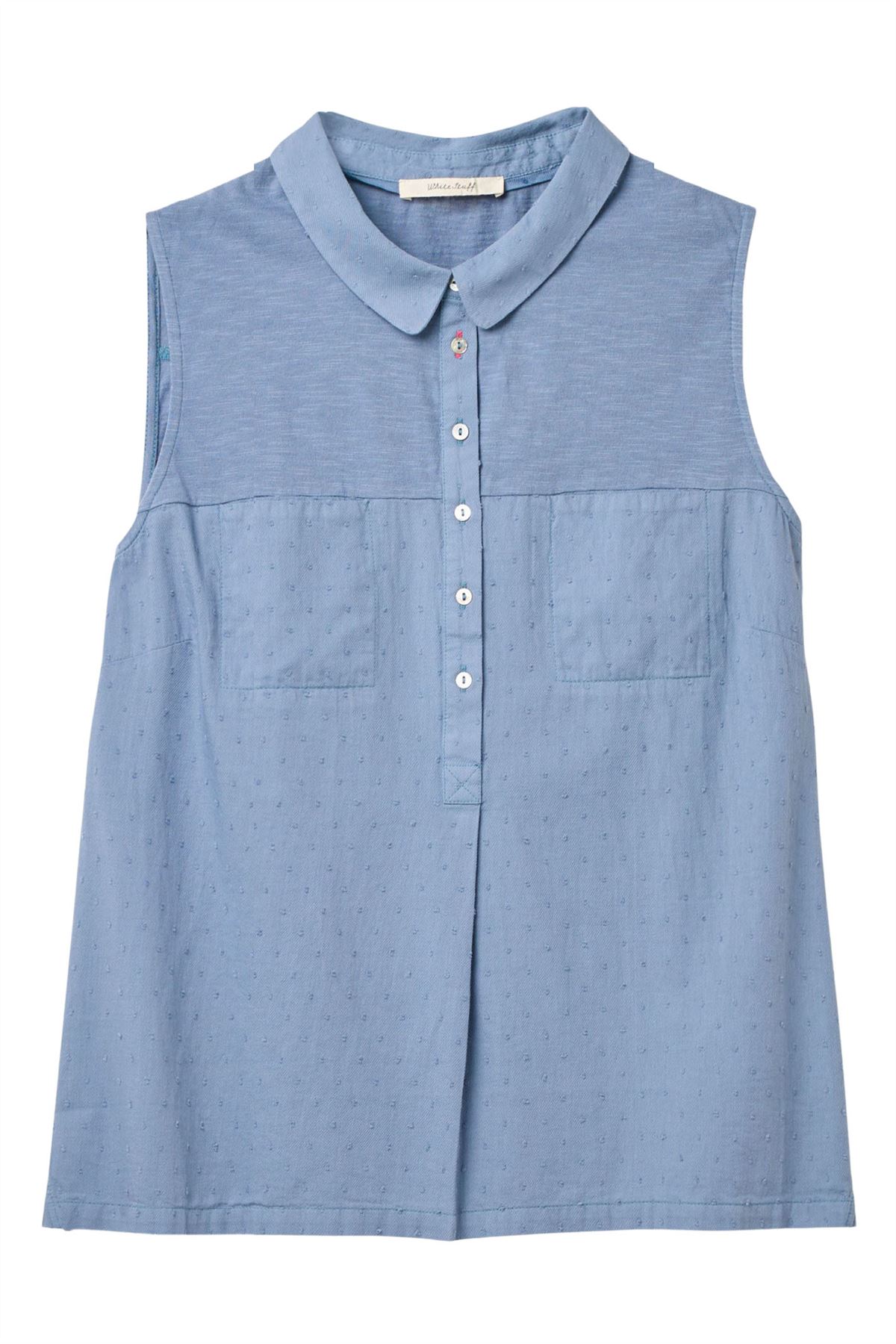 White Stuff Womens Sleeveless Cotton Jersey Blouse - Blue - Size 8 UK