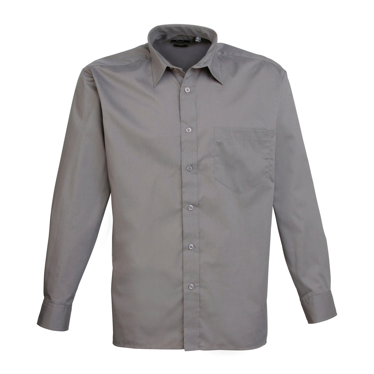 Premier Mens Poplin Long-Sleeved Shirt (Dark Grey) - Size 18 inch