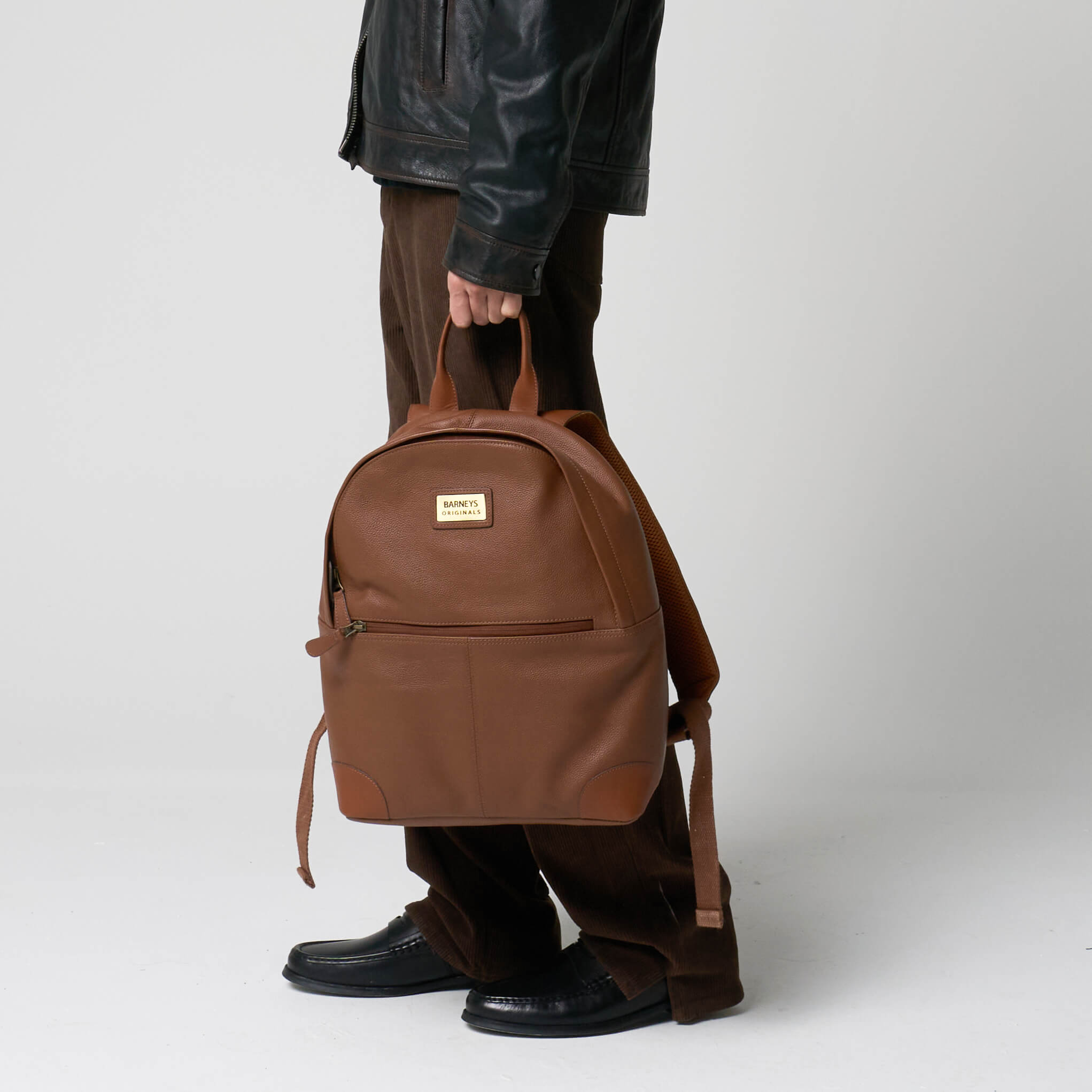 Barneys Originals Mens Real Leather Backpack - Tan - One Size