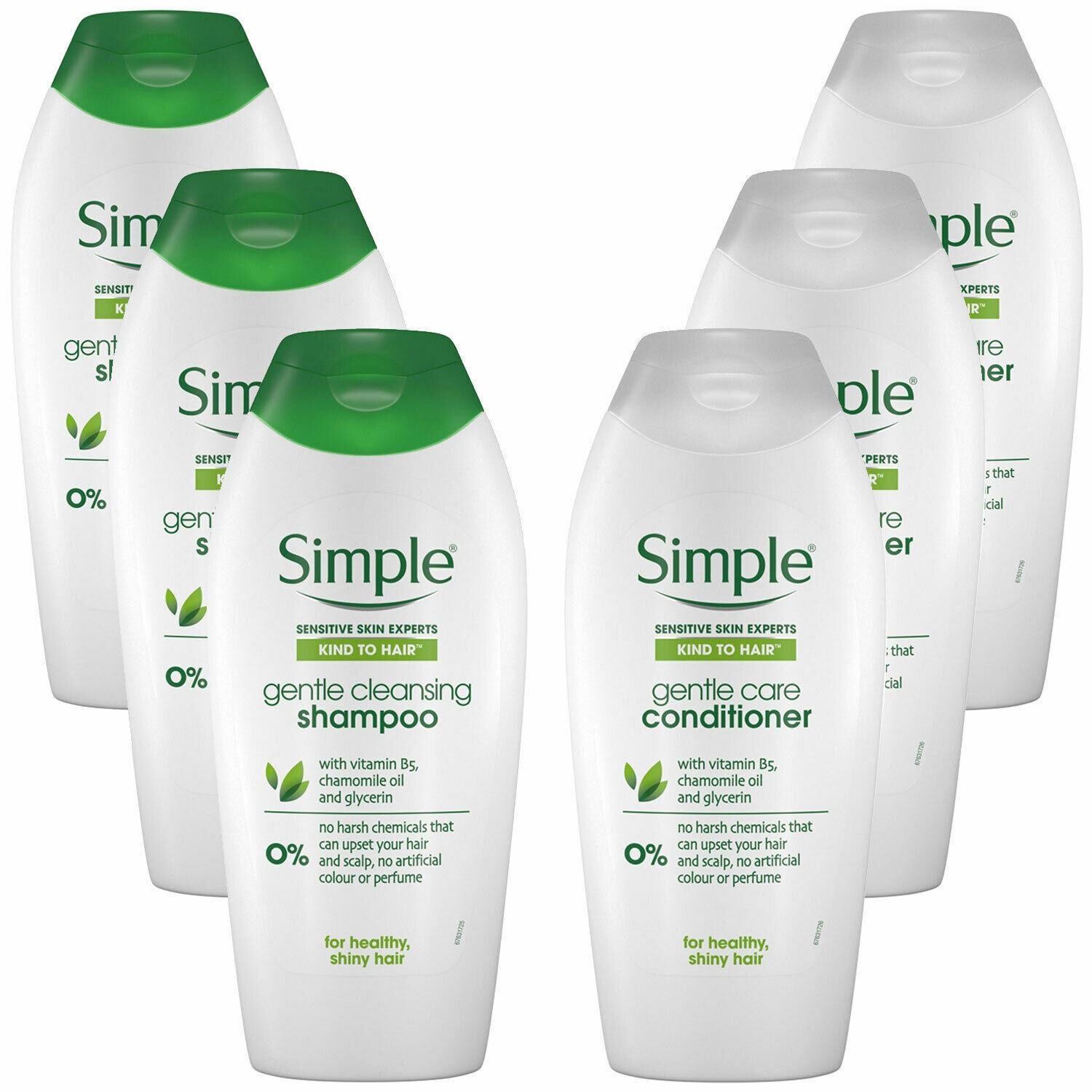 Simple Womens Bundle of Gentle Care Shampoo & Conditioner, 3 Packs of 400ml Each - NA - One Size