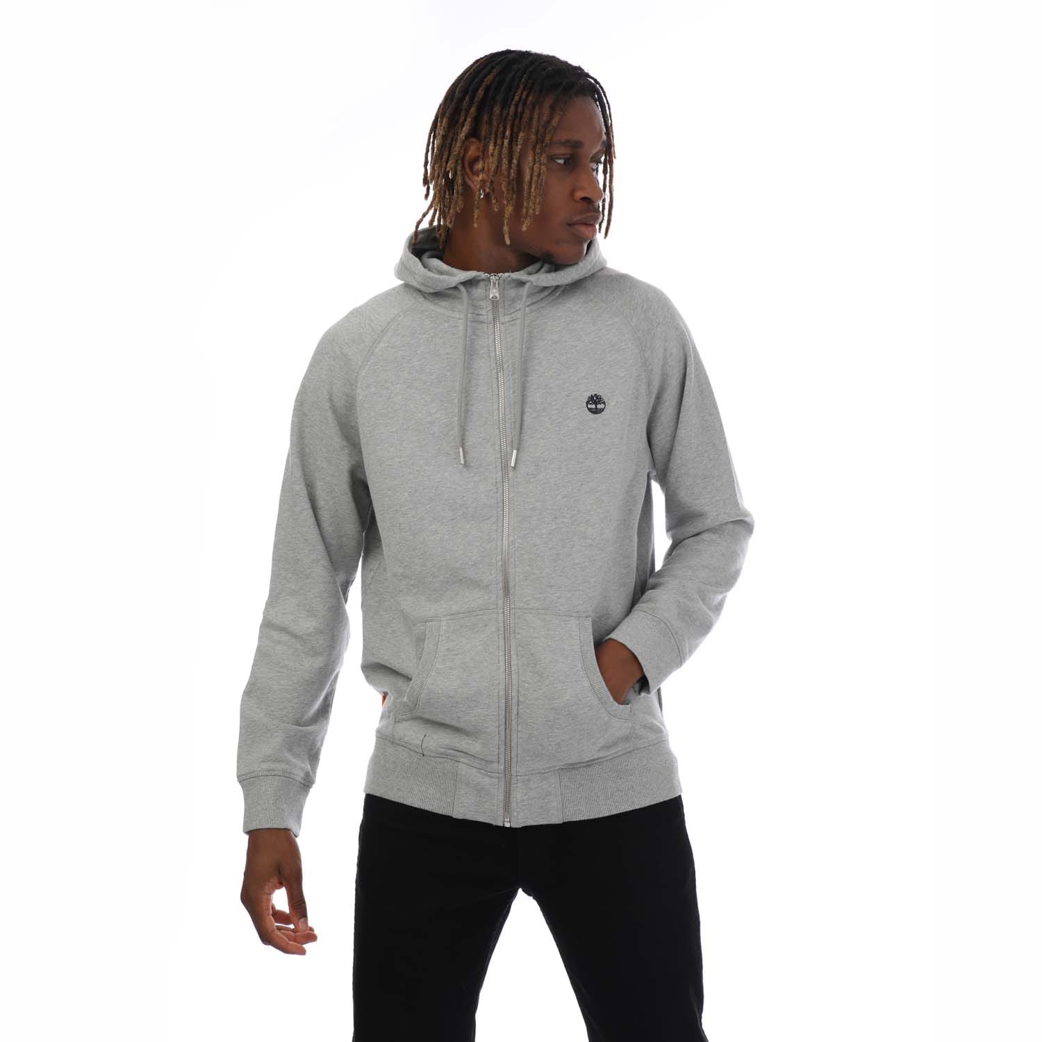 Timberland Mens Exeter River Zip Hoody in Grey Heather Cotton - Size Large