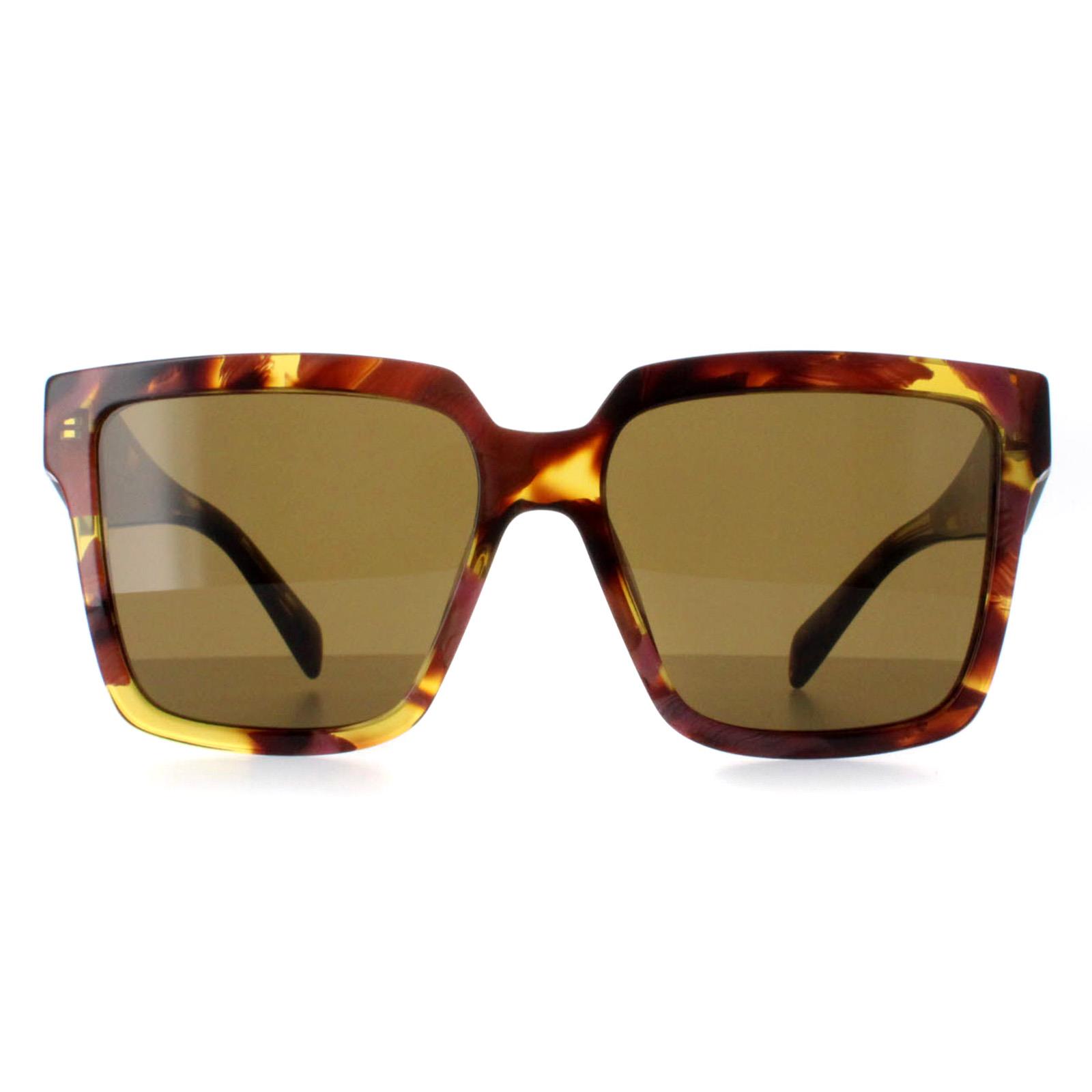 Prada Square Womens Tortoise Cognac Begonia Dark Brown PR24ZS - One Size