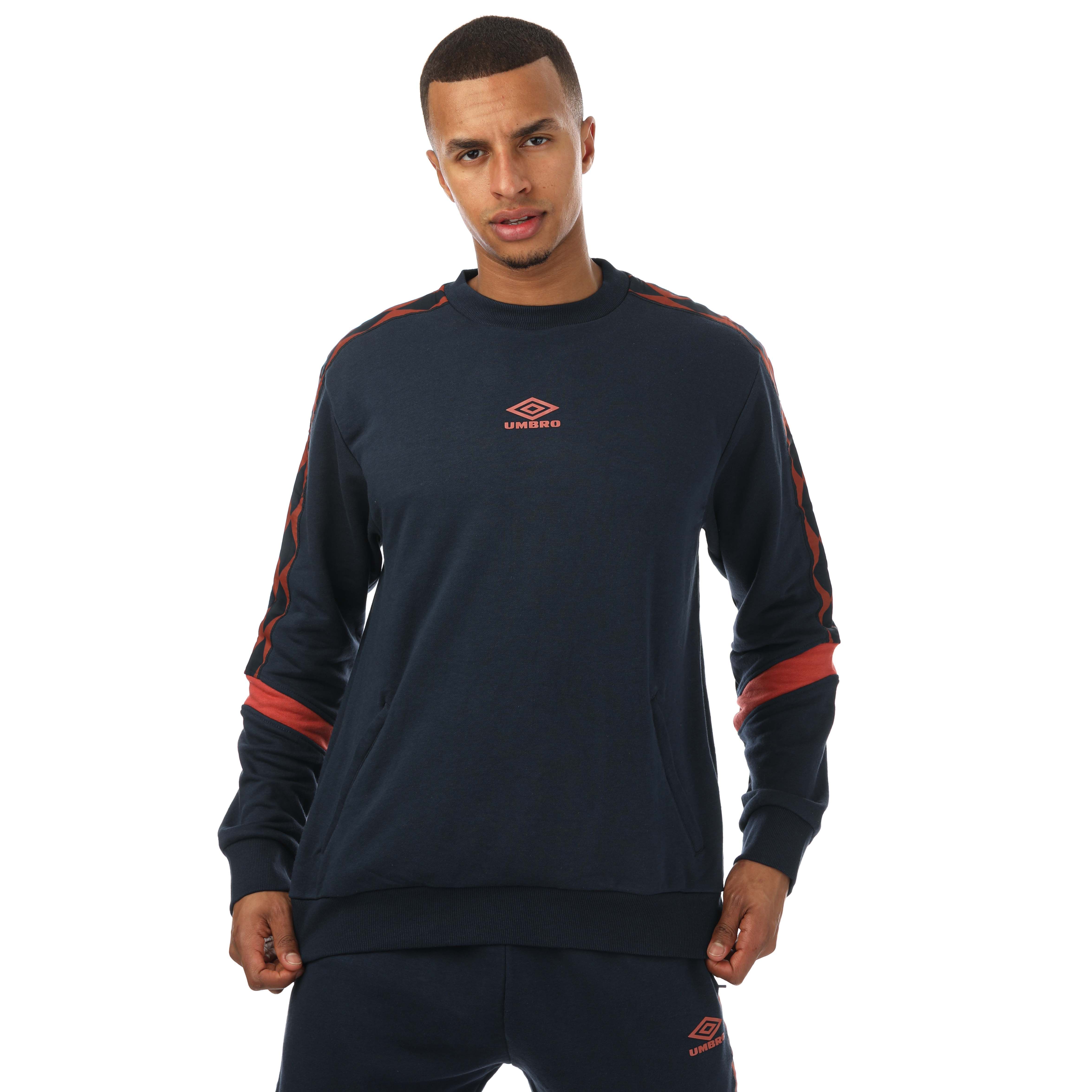 Umbro Mens Diamond Taped Sweatshirt in Navy Cotton - Size Large