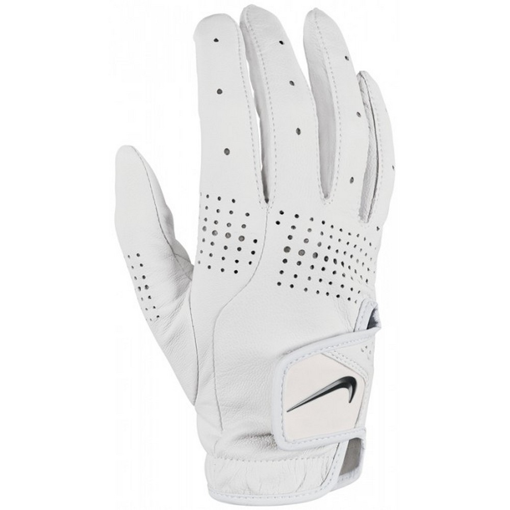 Nike Womens/Ladies Tour Classic III Leather 2020 Right Hand Golf Glove (White/Black) - Size Large