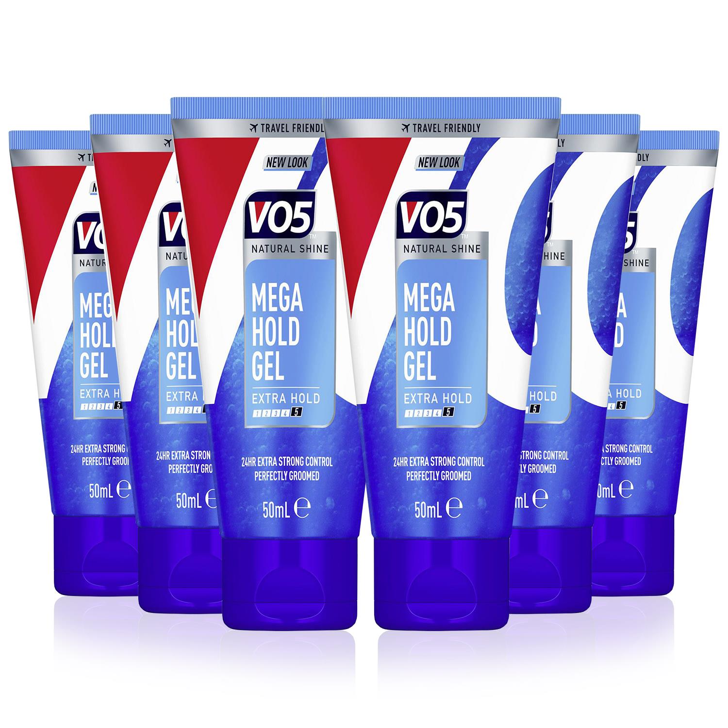 VO5 Mens Mega Hold 24hr Extra Control Travel-Friendly Styling Gel 50ml Pack of 6 - NA - One Size