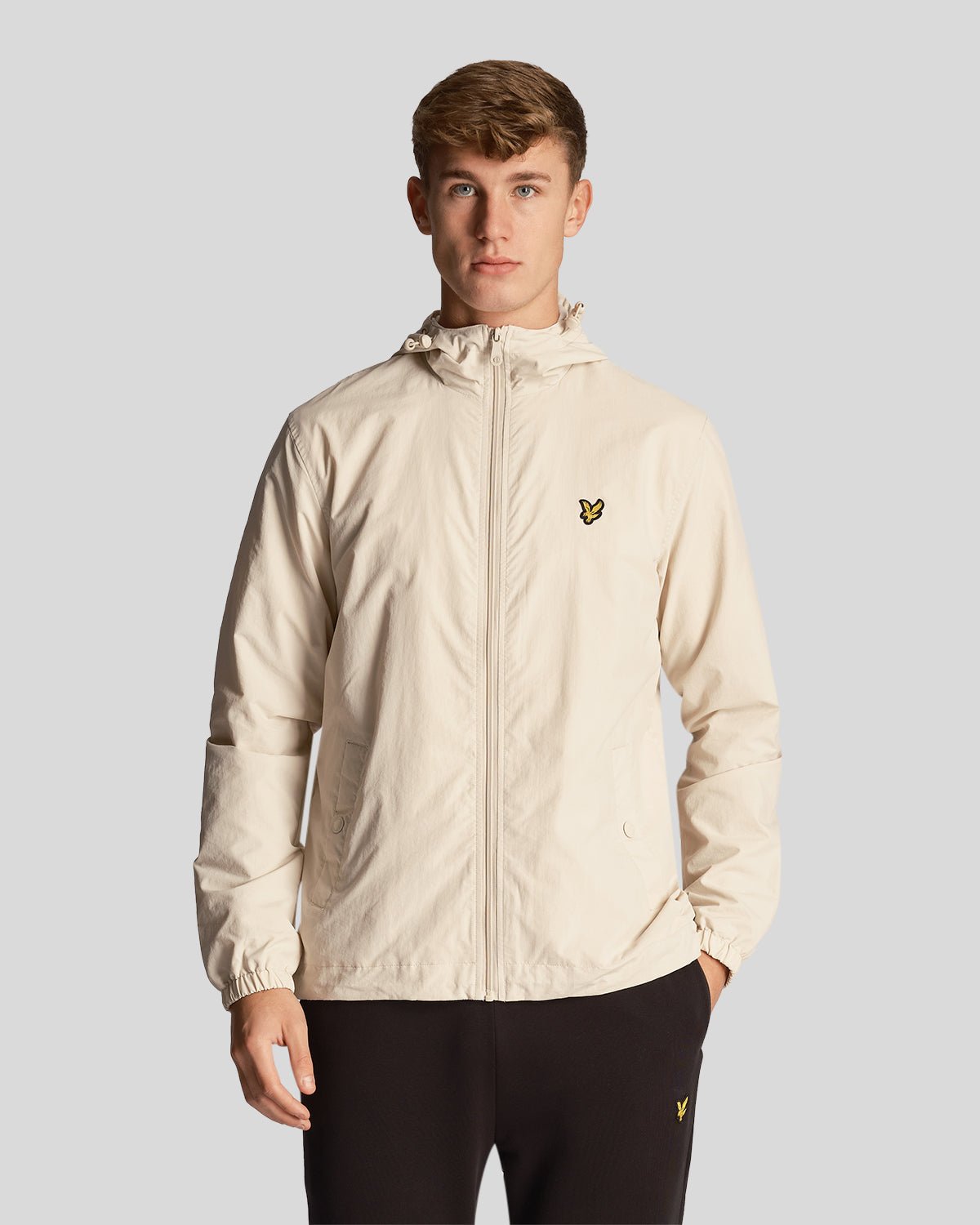 Lyle & Scott Mens Zip Through Hooded Jacket in Cove - Grey/Brown - Size Medium