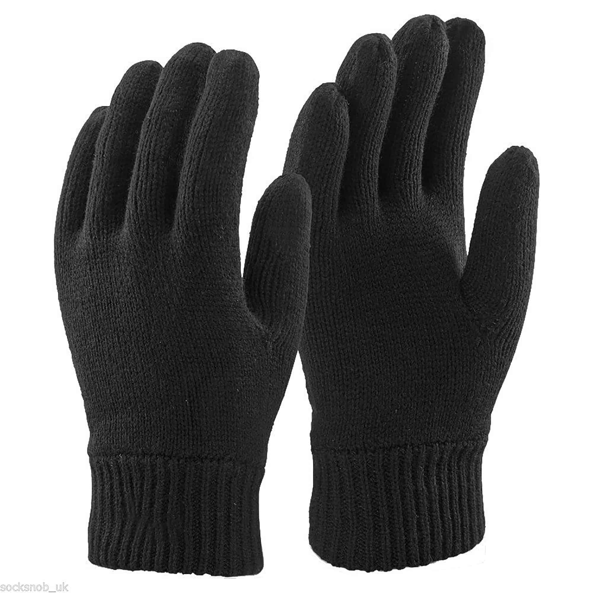 Thinsulate Mens 3M Black Thermal Lined Winter Gloves - Size Medium