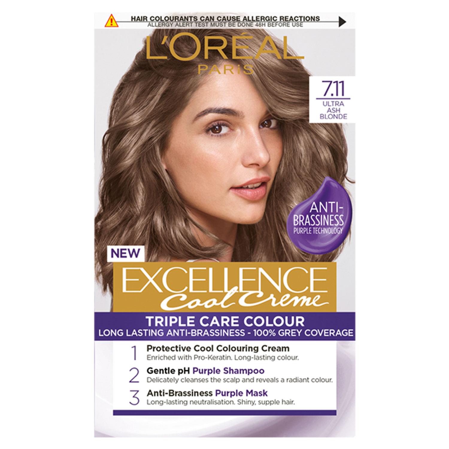 L'Oreal Paris Unisex Excellence Creme Permanent Hair Dye, 7.11 Ultra Ash Blonde - One Size