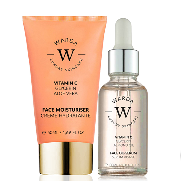 Warda Luxury skincare Unisex Skin Glow Boost Vitamin C Moisturiser 50m + C Oil-Serum 30ml - Cream - One Size