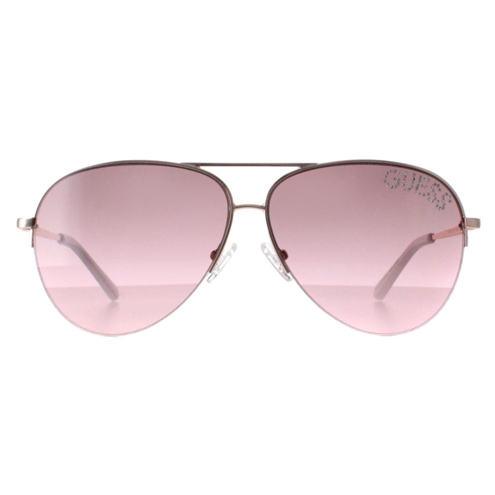 Guess Aviator Womens Shiny Rose Gold Bordeaux Gradient GF6126 Metal - One Size