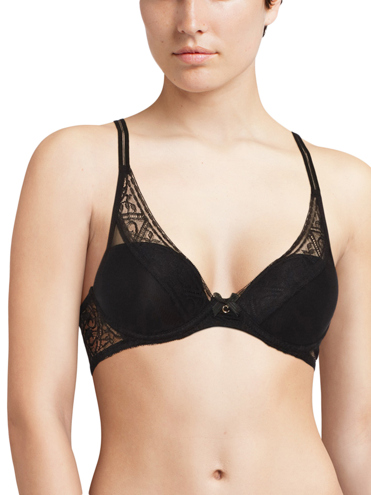 Chantelle Womens Alto Plunge T-Shirt Bra - Black Nylon - Size 38D UK BACK/CUP