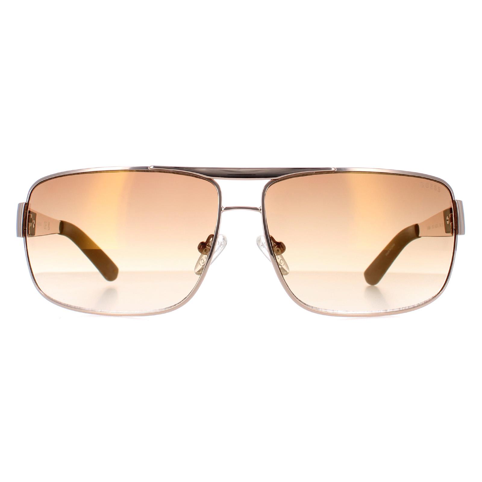 Guess Rectangle Mens Gold Brown Mirror GU6954 Metal - One Size