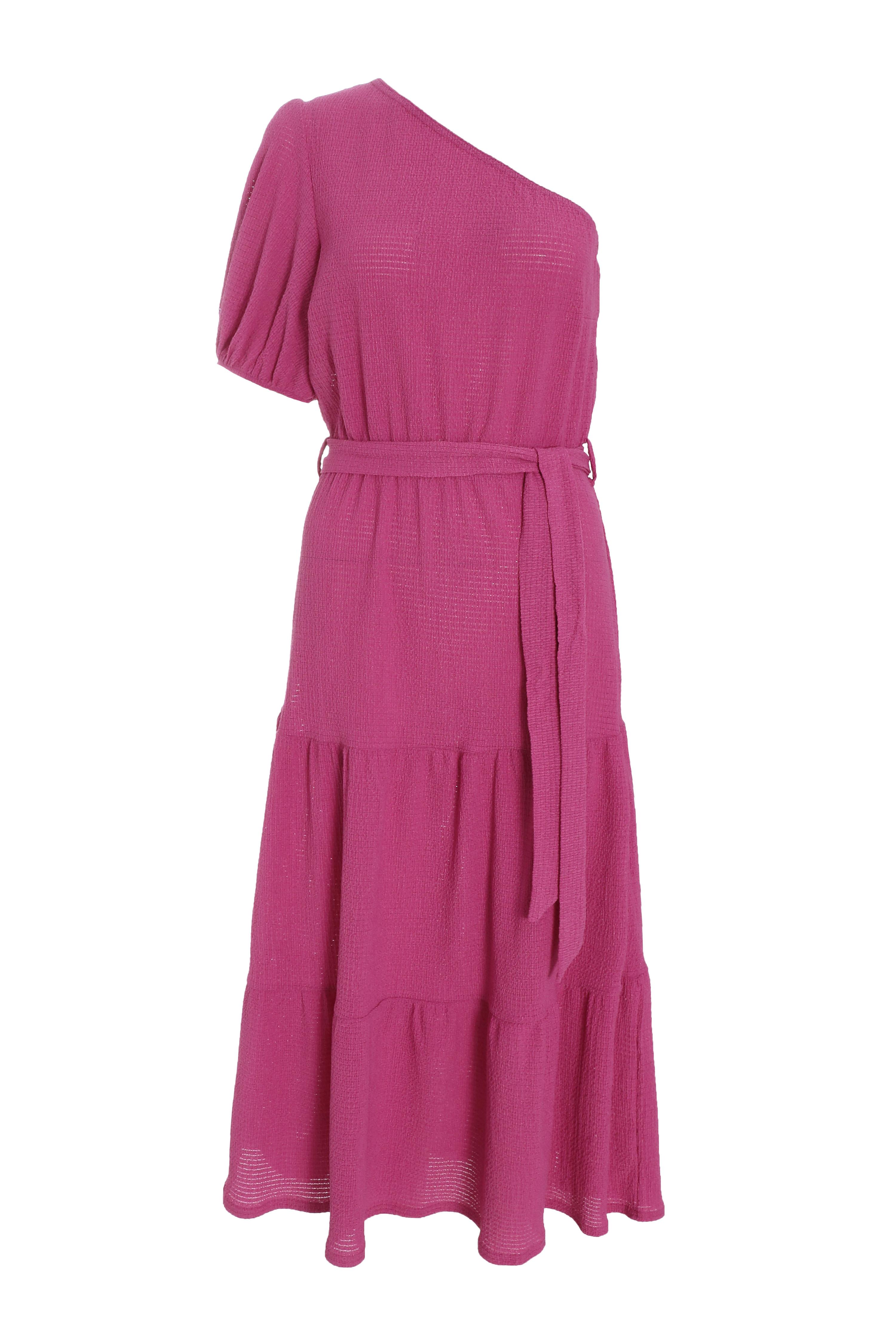 Quiz Womens Pink One Shoulder Midi Dress - Size 18 UK