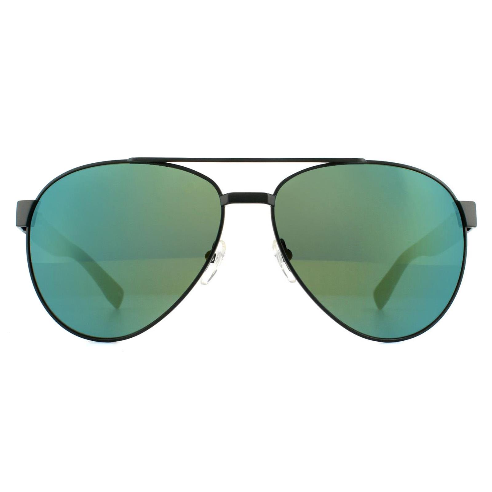 Lacoste Aviator Unisex Matte Green Mirror Sunglasses Metal - One Size