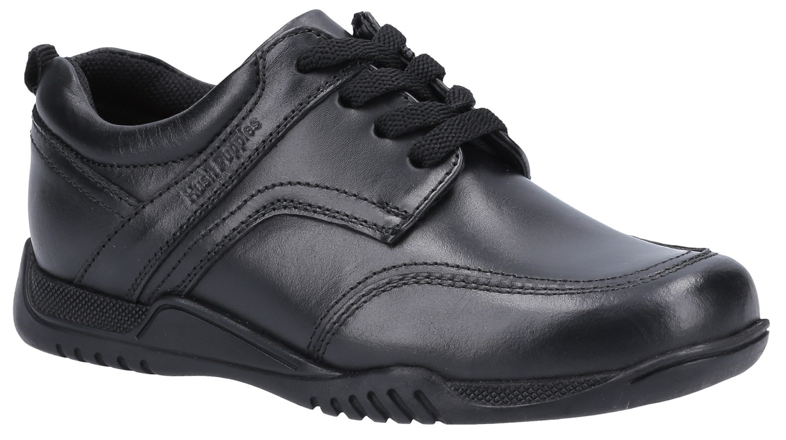 Hush Puppies Boys Harvey Junior School Shoe - Black Leather - Size 10 Kids (UK Shoe)