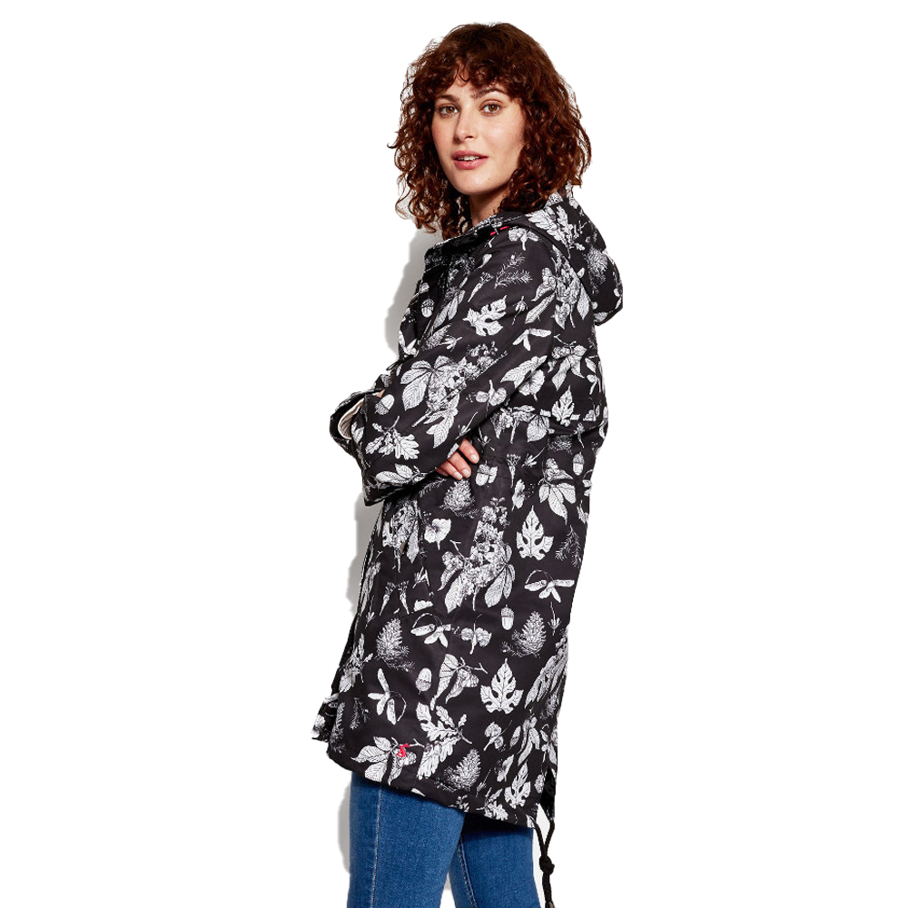 Joules Womens/Ladies Z Raine Printed Mid Length Waterproof Rain Jacket - Black NA - Size UK 8 (Women's)