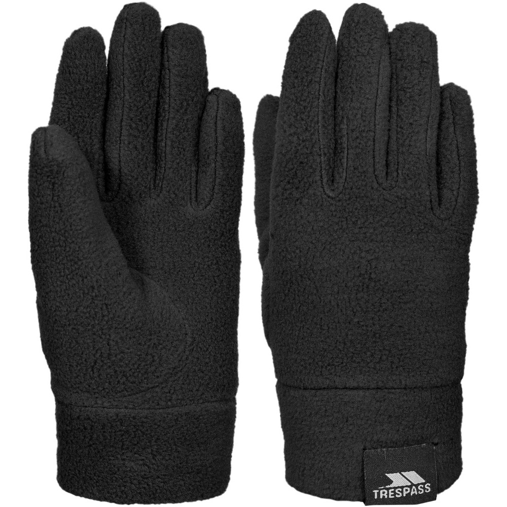 Trespass Boys Lala II Knitted Fitted Fleece Gloves - Black - Size 8 (UK Shoe)