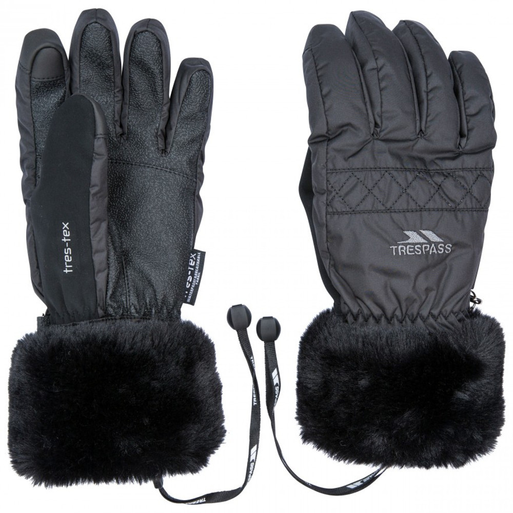 Trespass Womens Yanki Lightly Padded Winter Warm Gloves - Black - Size Large