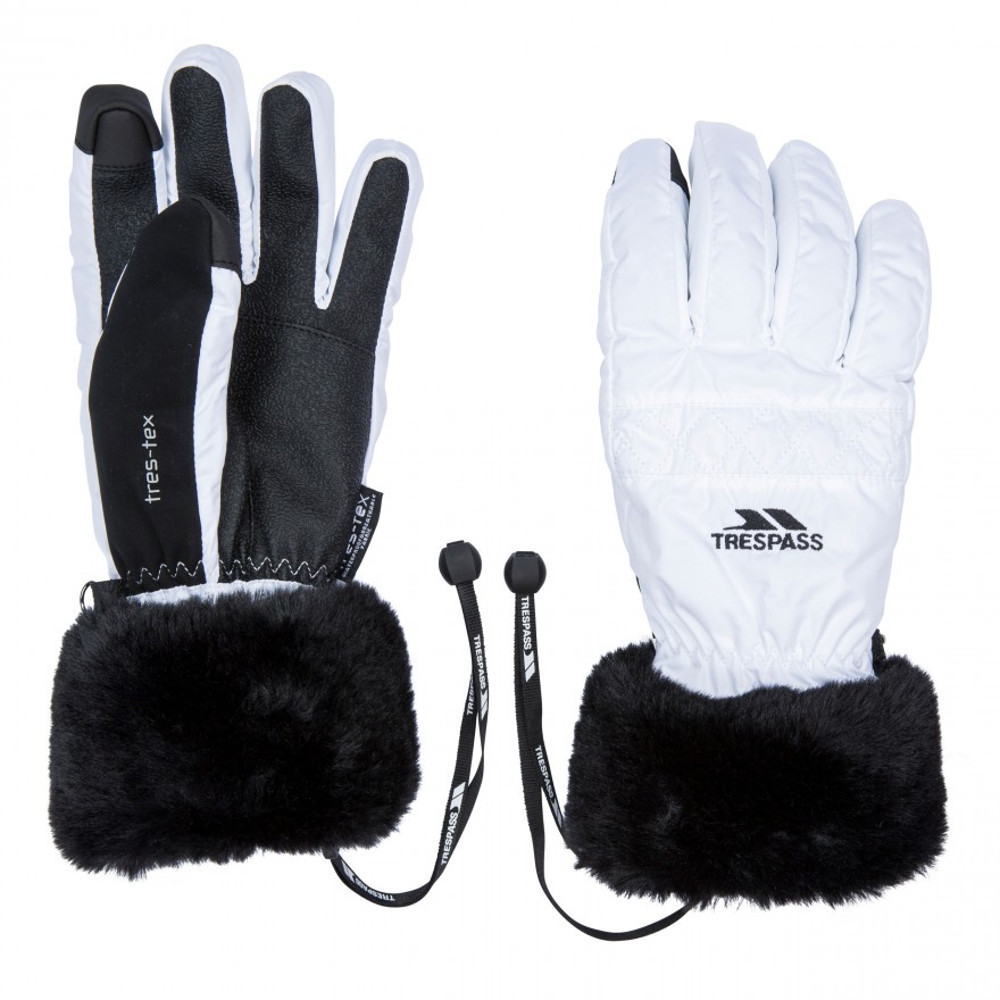 Trespass Womens Yanki Lightly Padded Winter Warm Gloves - White - Size Small