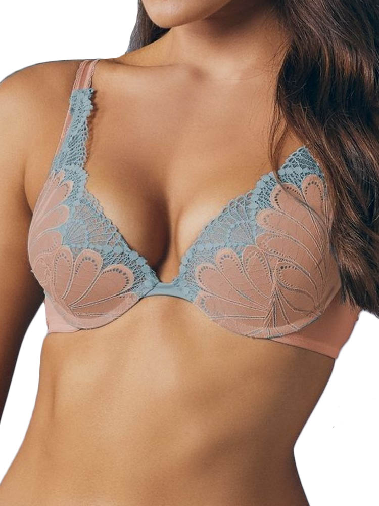 Wonderbra Womens Refined Glamour Push Up Bra - Blue - Size 32G