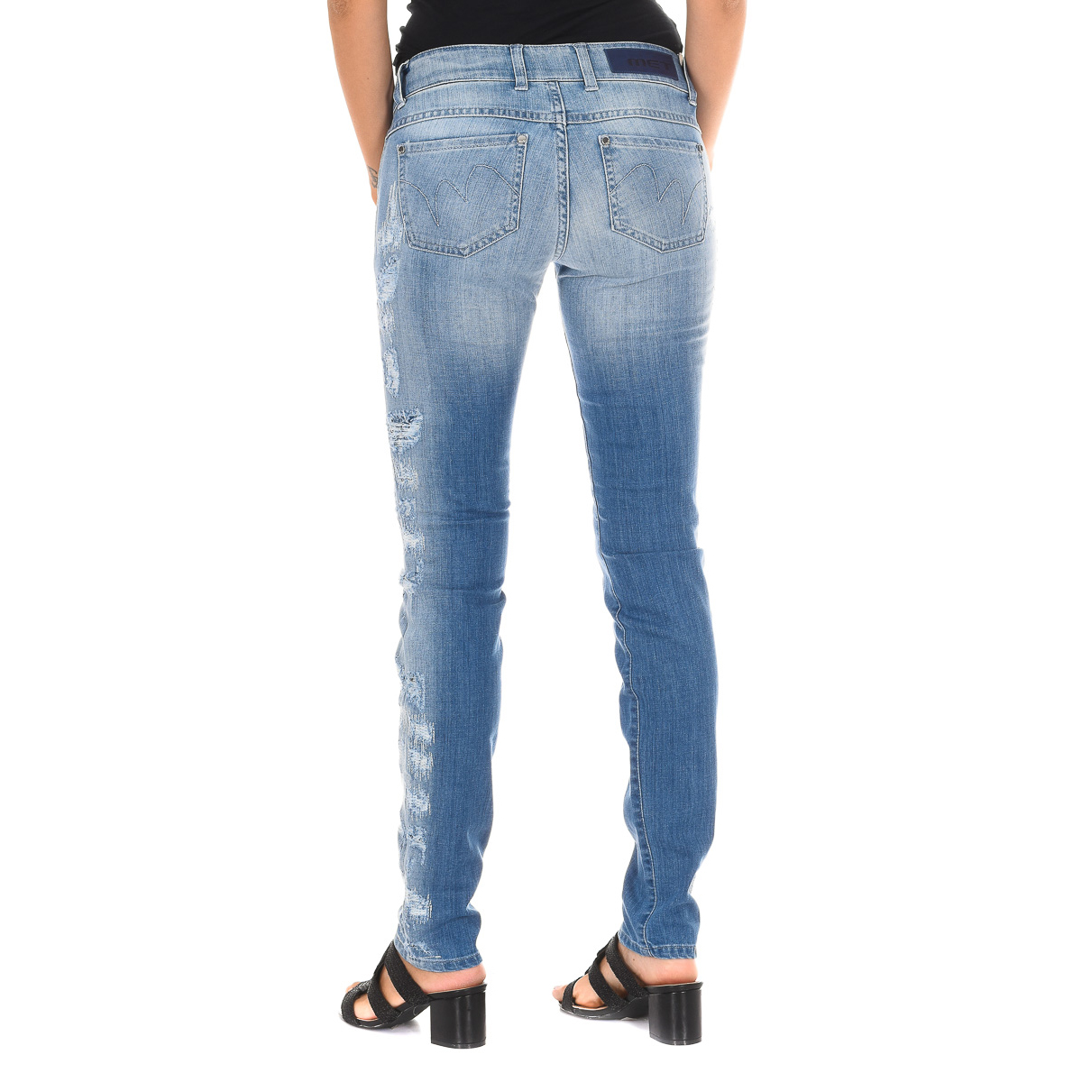 Met Lång Denim Byxa sliten och sönderriven effekt 10DBF0598 kvinna dam – bild 2