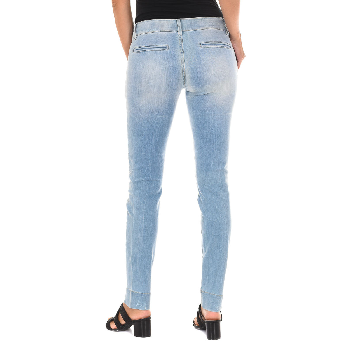 Met Lång denimbyxa med sliten effekt och smal skärning i fållarna 70DBF0282-D762 dam – bild 2