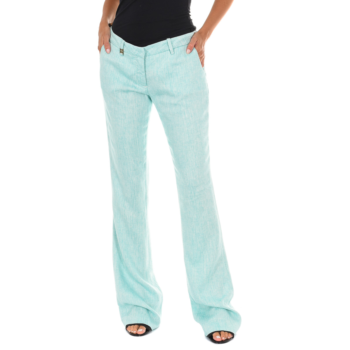 Met Womens Long linen pants with flared bottoms 70DBF0490-L041 woman - Green Lyocell - Size 25 (Waist)