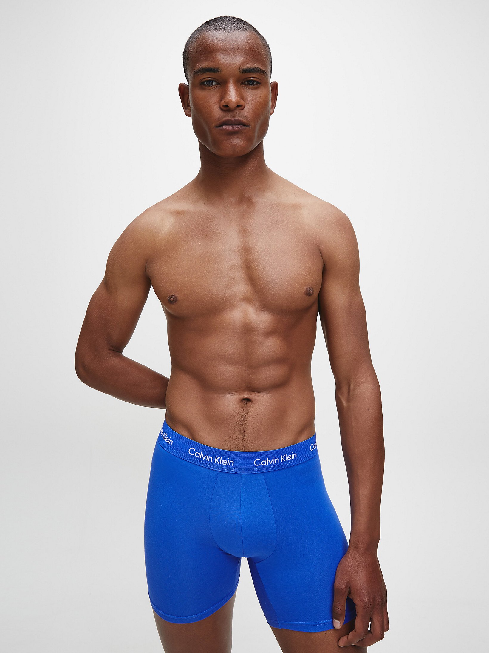 Calvin Klein 3-pack Boxertrosor Medium Hög Bomullsstretch, Svart/Blå herr – bild 2