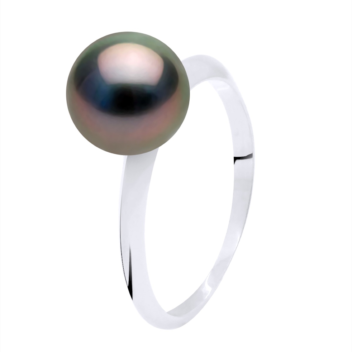 Thumbnail - Armreif-Ring, echte Tahiti-Zuchtperle, rund, 8–9 mm – Weißgold