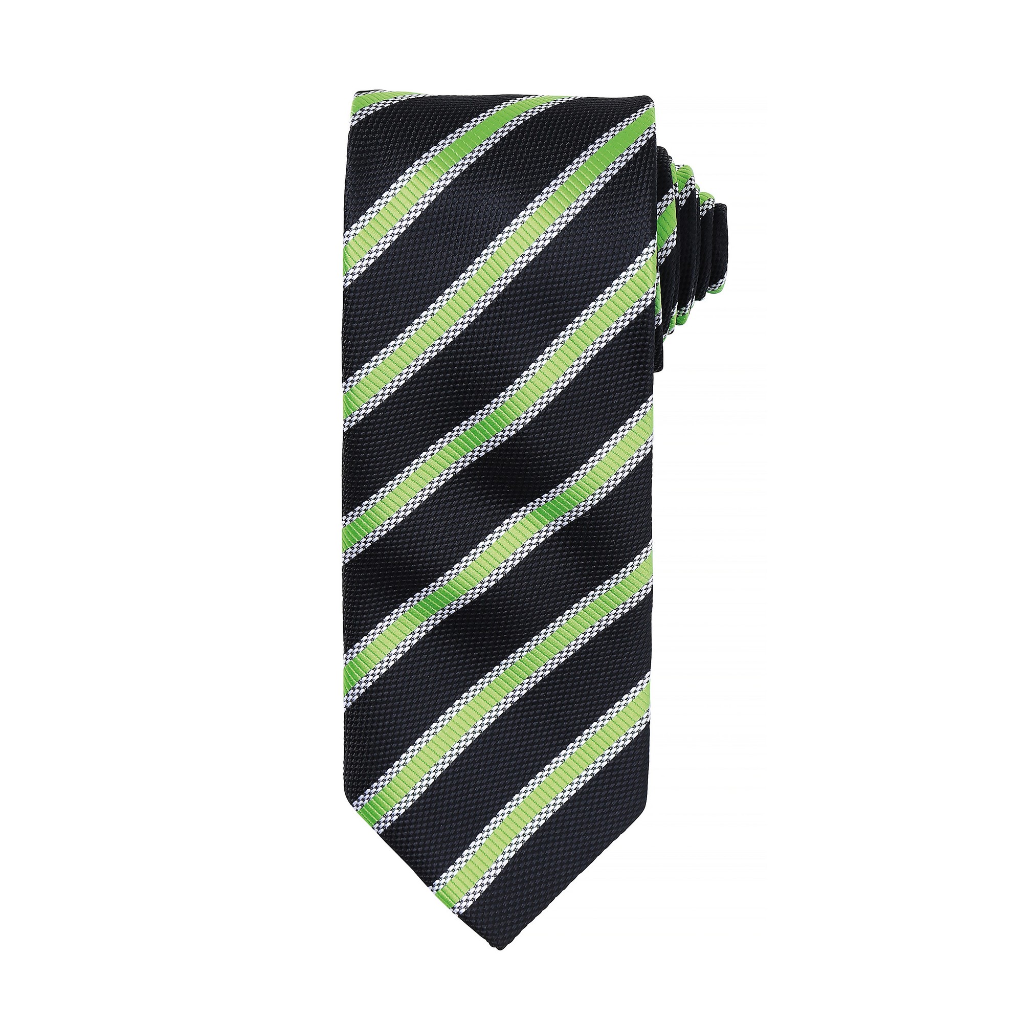 Thumbnail - Premier Mens Waffle Stripe Formal Business Tie (2er-Pack) (Schwarz/Limette)