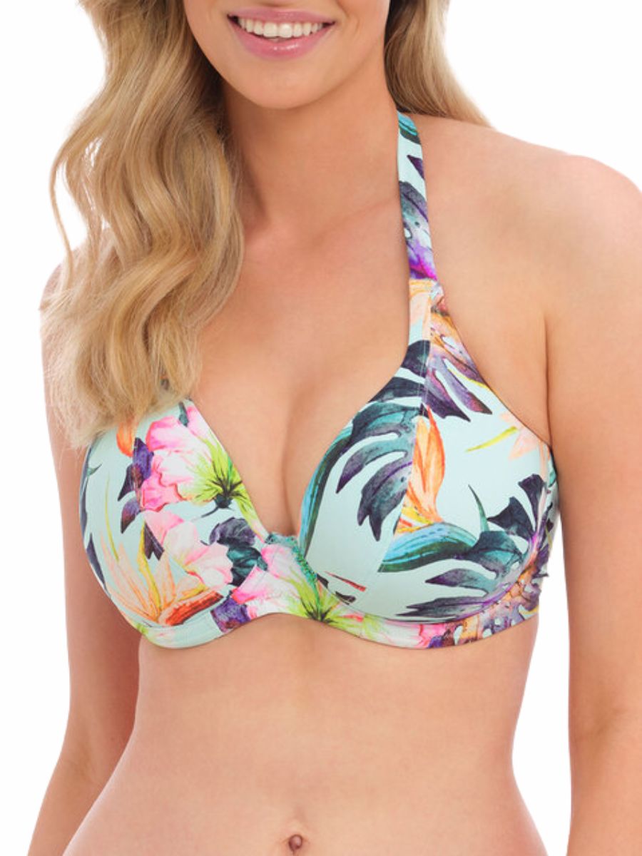 Fantasie Womens Paradiso Halter Bikini Top - Blue Polyamide - Size 38FF