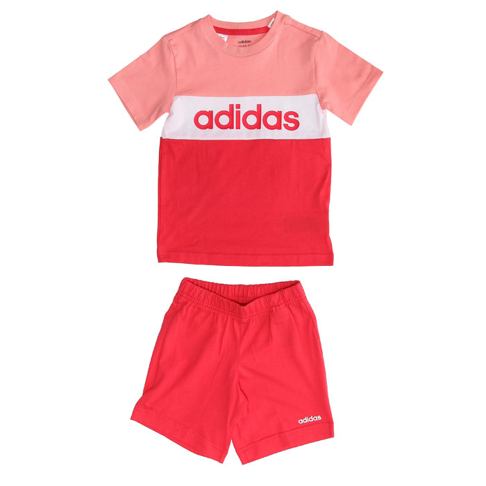 Adidas Girl's  Baby Colourblock T-Shirt and Shorts Set in Pink white