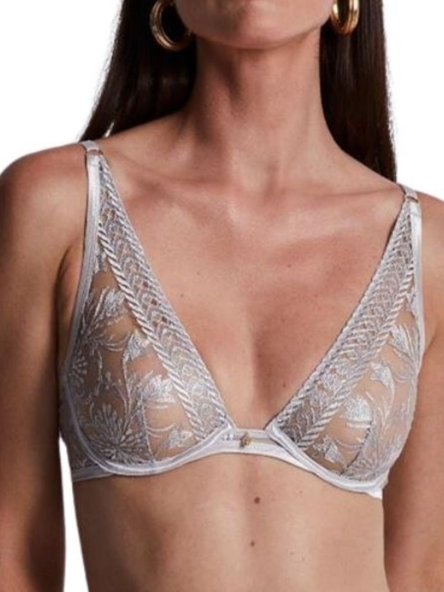 Aubade Womens Magnetic Spell Underwired Triangle Bra – Silver Polyamide – Size 30E