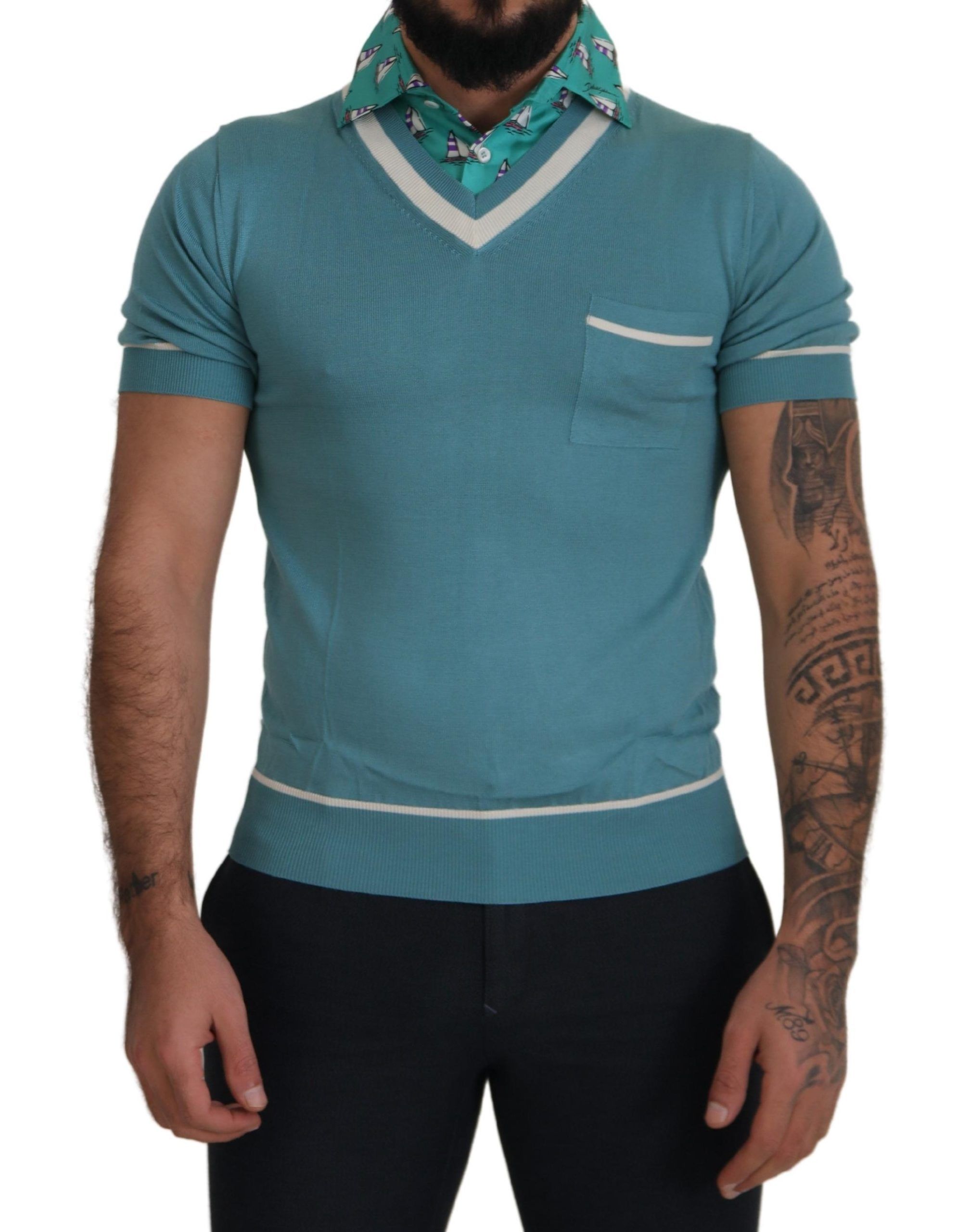 Siden Polo Topp Herr V-ringad Herr T-shirt