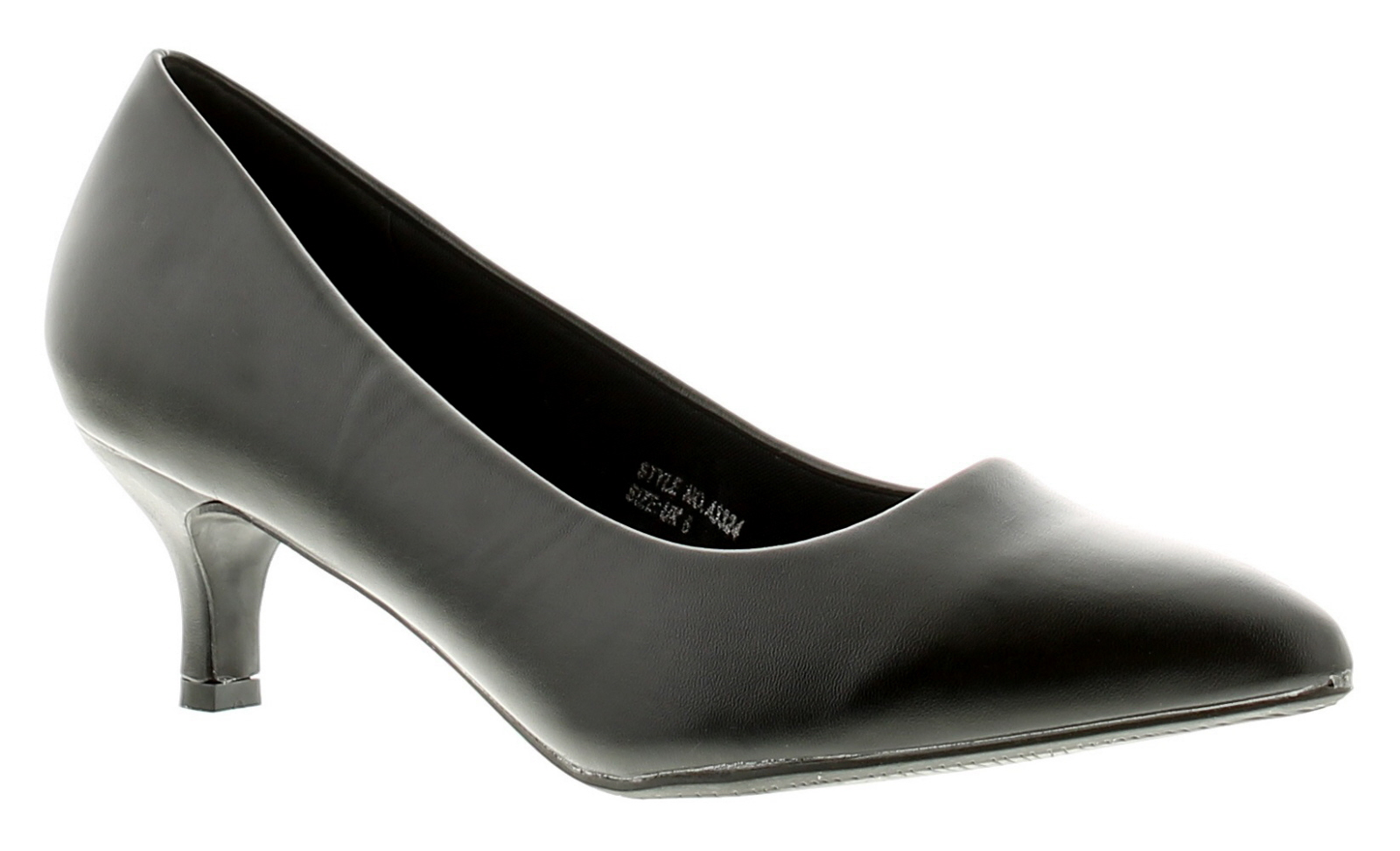 Comfort Plus Cp Texas Pu Con Womens Ladies Heels Court Shoes Black - Size UK 3