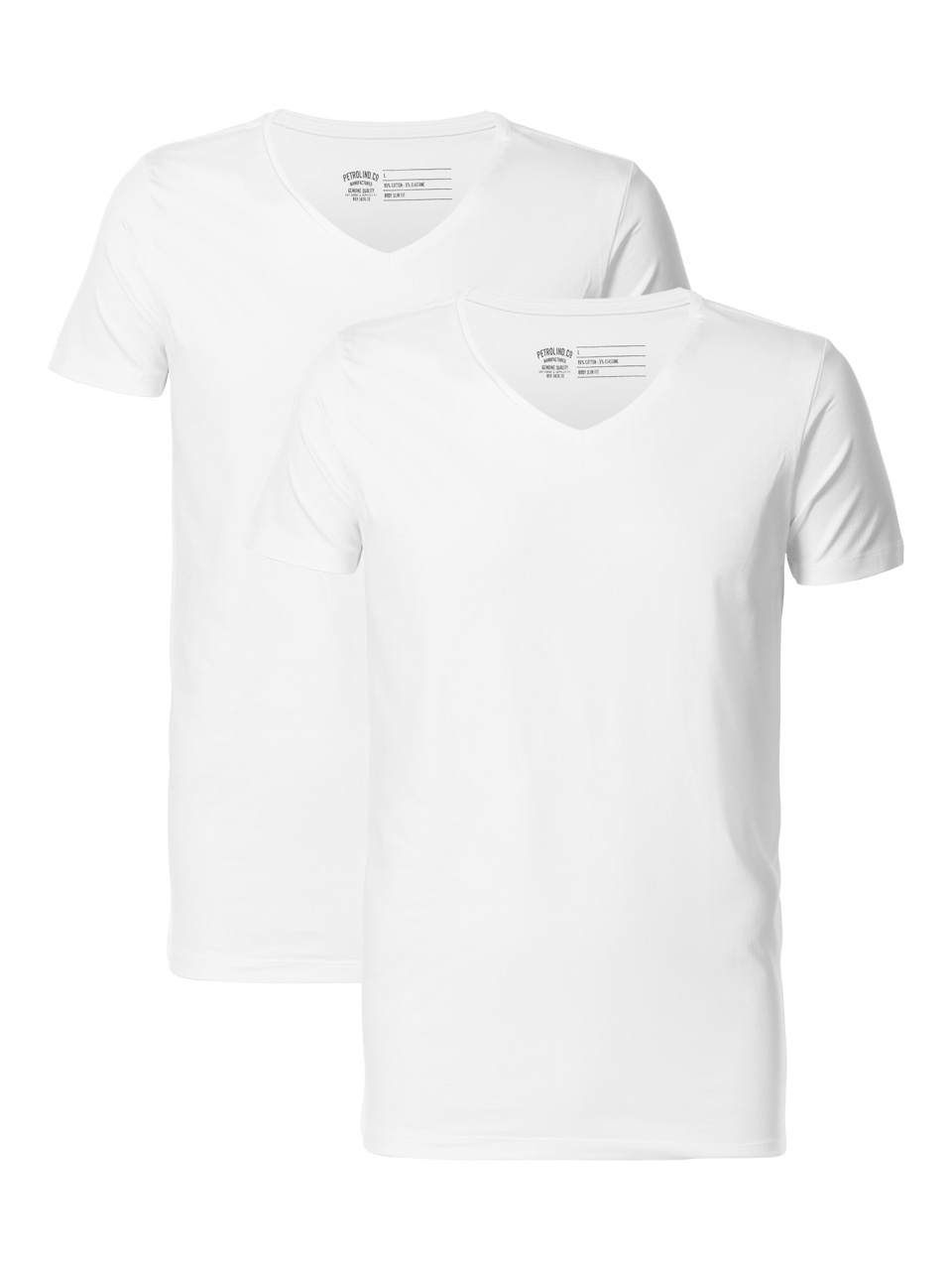 Thumbnail - Petrol Industries - 2-er Pack Basic-T-Shirt V-Ausschnitt Männer - Weiß