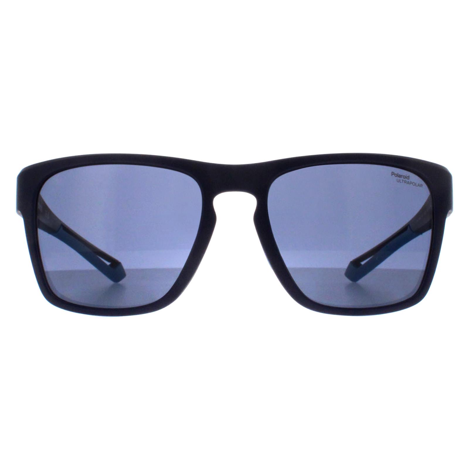 Polaroid Rectangle Mens Matte Blue Polarized High Contrast PLD 7052/S - One Size