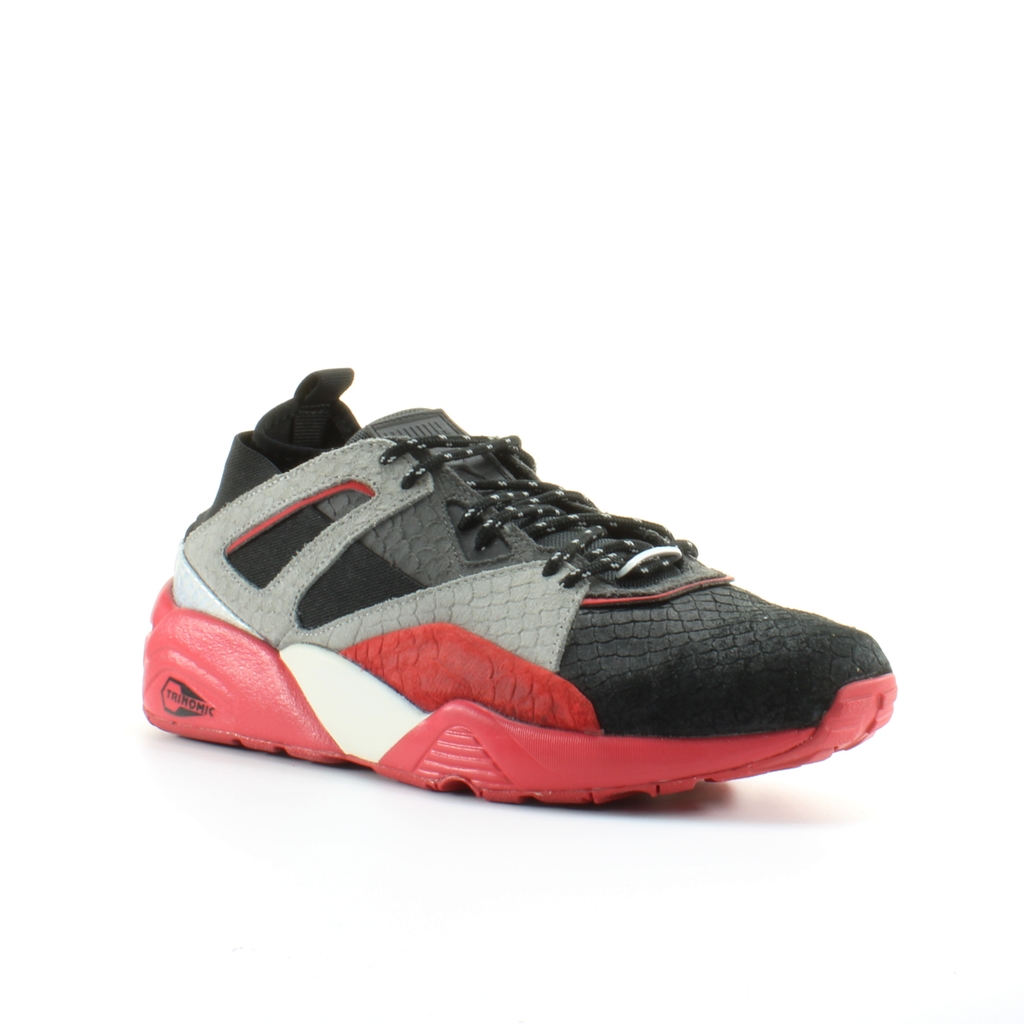 Puma BOG Sock Rioja Svart Grå Mocka Läder Mens Lace Up Trainers 361456 03 låga sneakers herr – bild 2