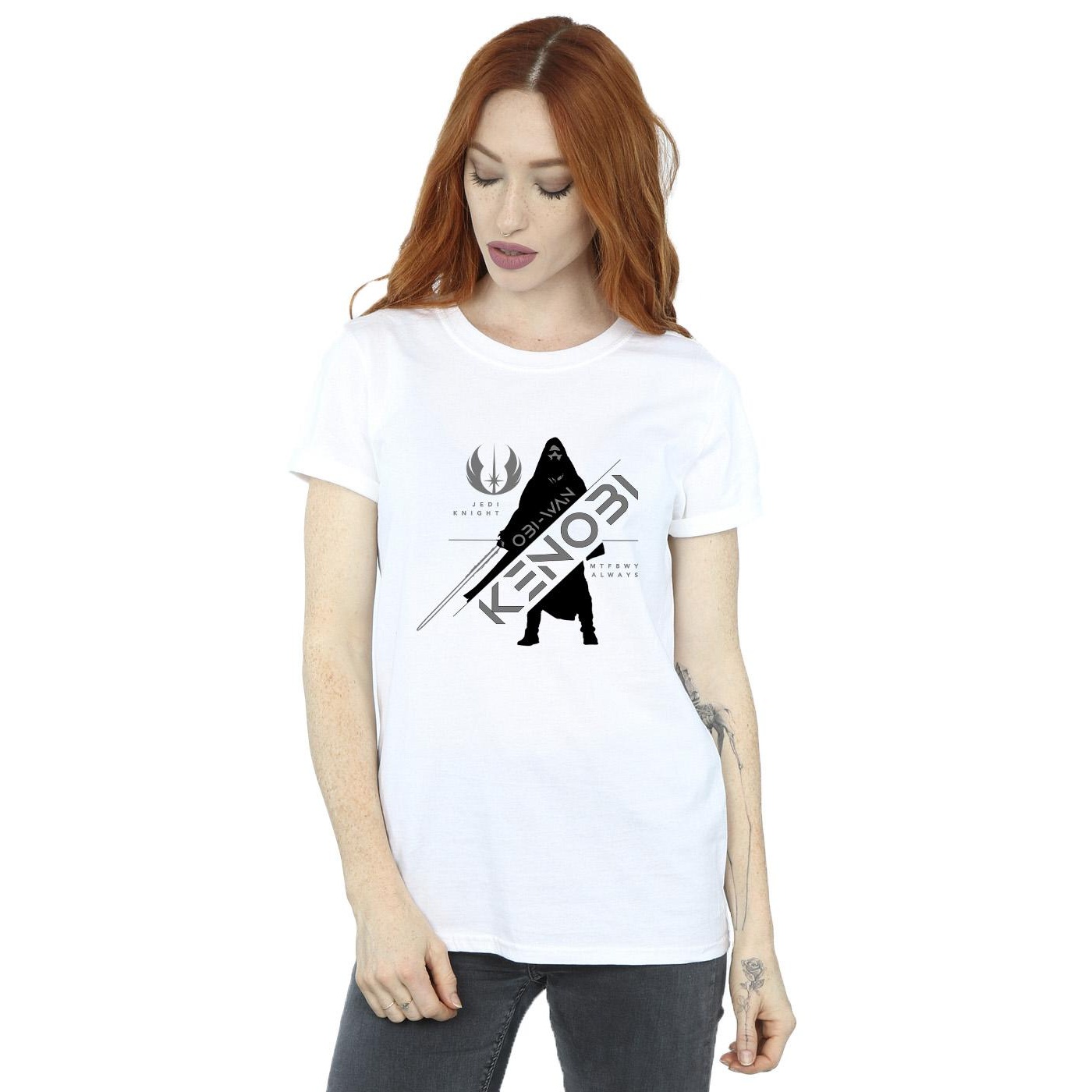 Star Wars Womens/Ladies Obi-Wan Kenobi Jedi Knight Cotton Boyfriend T-Shirt (White) dam – bild 2