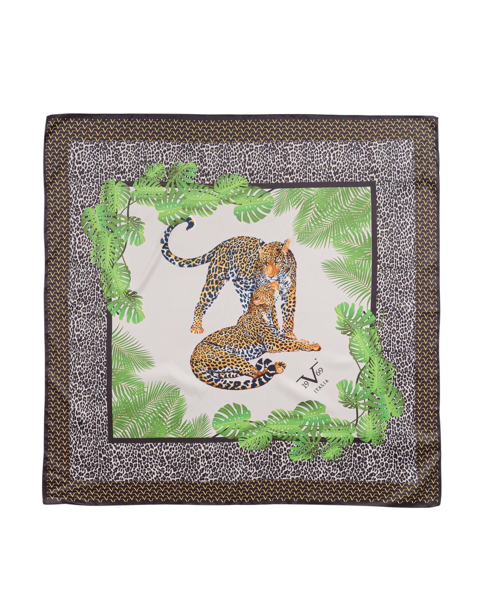 Thumbnail - Mehrfarbiges Foulard mit Leopardenmuster