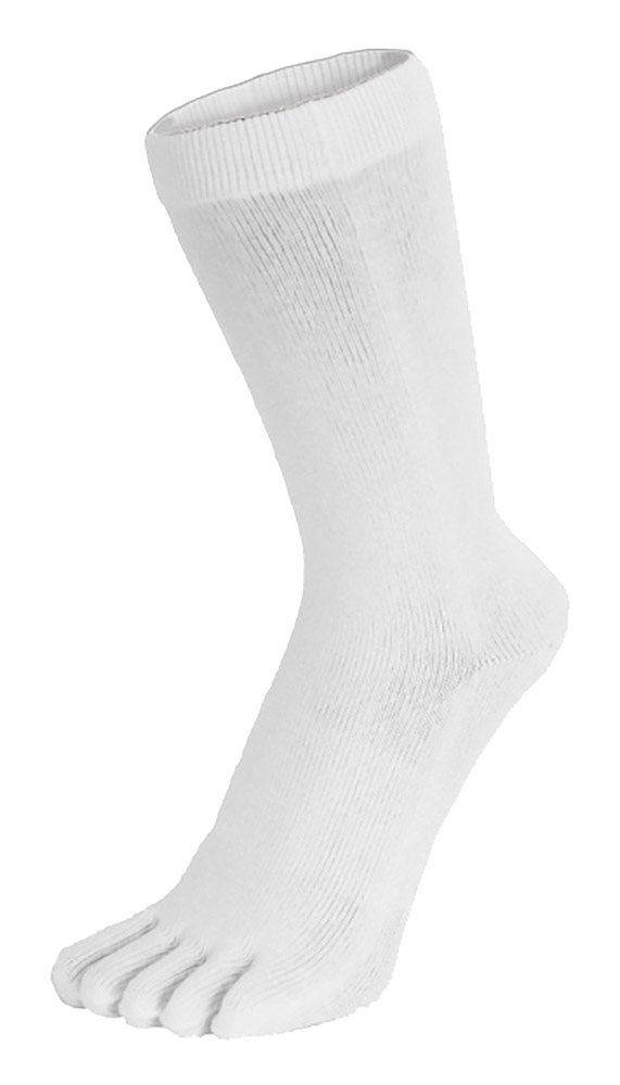 TOETOE - Mens & Ladies Essential Mid Calf Soft Breathable Cotton Toe Socks - White - One Size